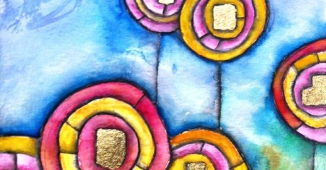 Nicolás Obiglio | Flores de Hundertwasser, 2014 | acuarela, tintas sobre papel